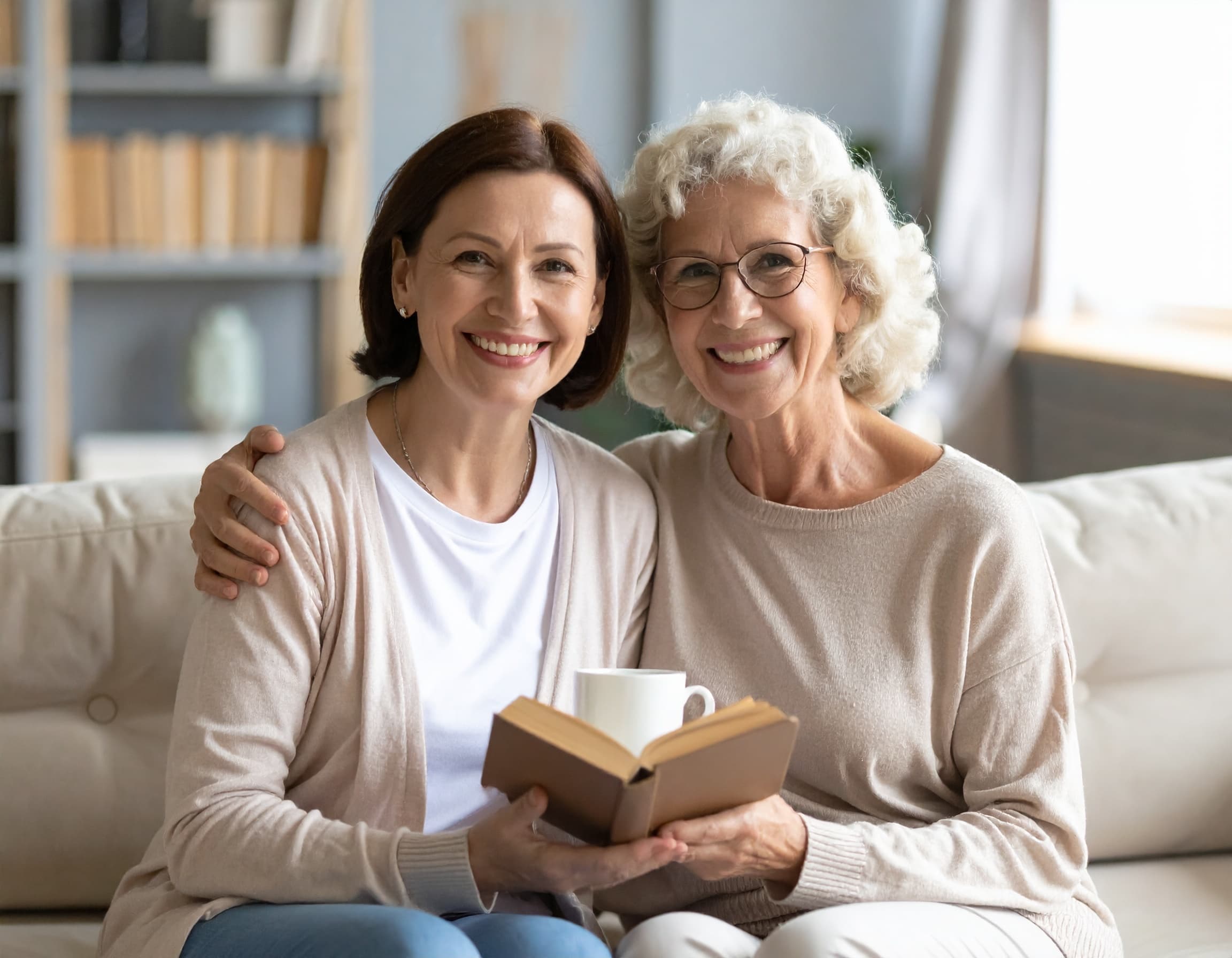 Caregiver spending quality time with an elderly person